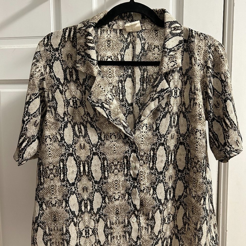 Button Down Snake Pattern Blouse - image 1